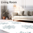 Winter Blue Snowflake Medallion Rug