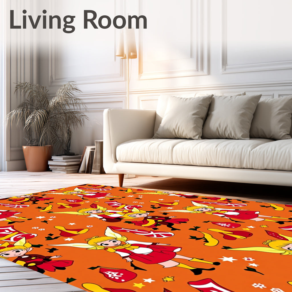 Whimsical Red Yellow Fairy Characters Rug