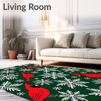 Red Cardinal And Snowflake Winter Rug