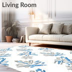 Blue Gray Winter Snowflake Repeats Rug