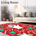 Friendly Ghost Red Star Candy Cane Rug