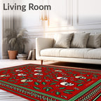Red Skull Floral Border Rug