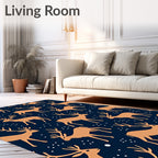 Golden Deer Dark Night Scatter Rug
