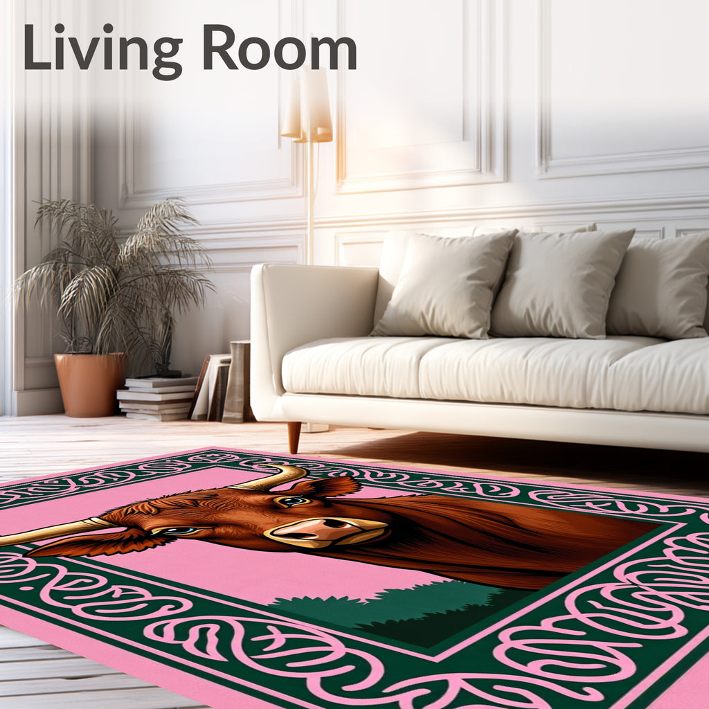 Brown Bull Celtic Border Pink Rug