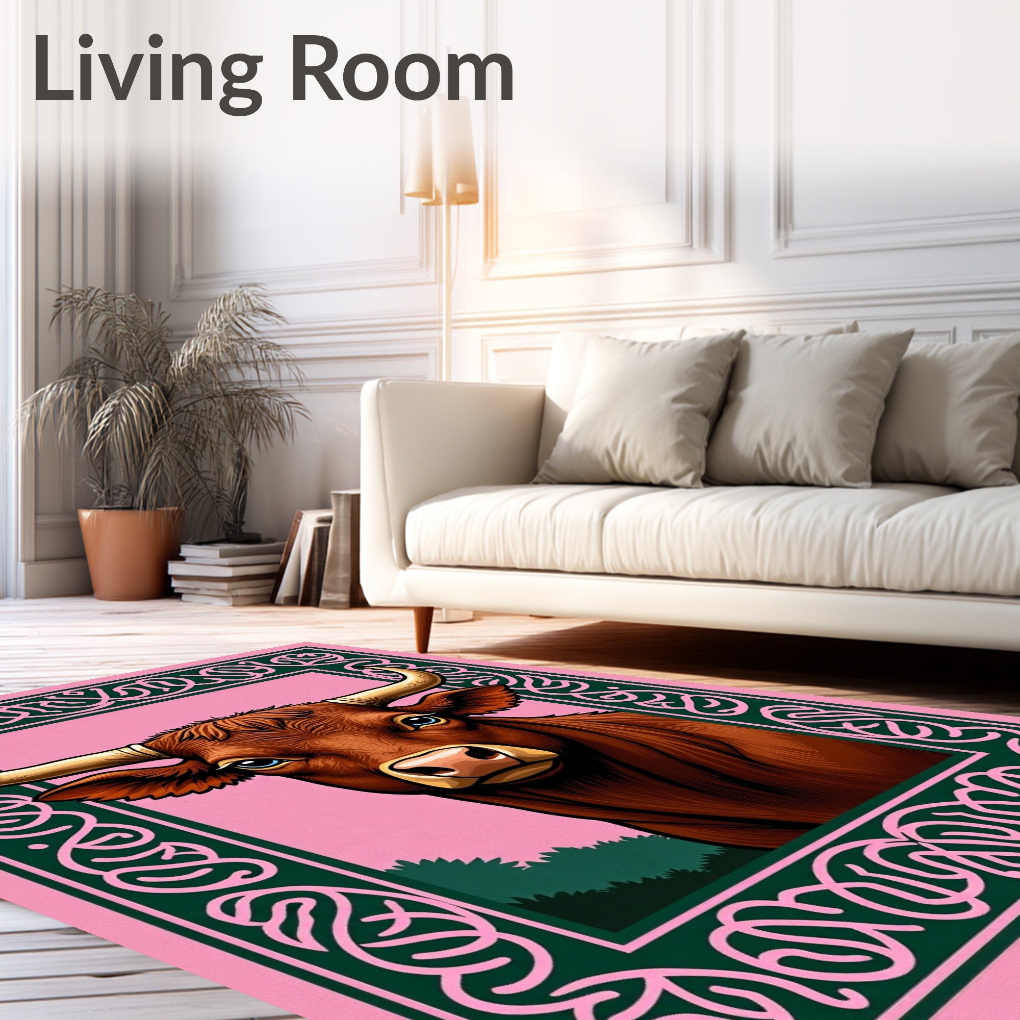 Brown Bull Celtic Border Pink Rug