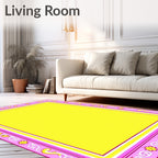 Pink Golden Yellow Floral Border Rug