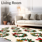 Festive Wreath Holly Berry Bow Rug