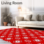 Crimson White Floral Scatter Rug
