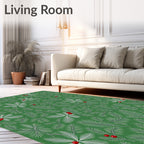 Green Holly Berry Pine Sprig Rug