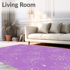 Lilac White Floral Sketch Repeats Rug