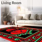 Bold Red Santa Graphic Border Rug