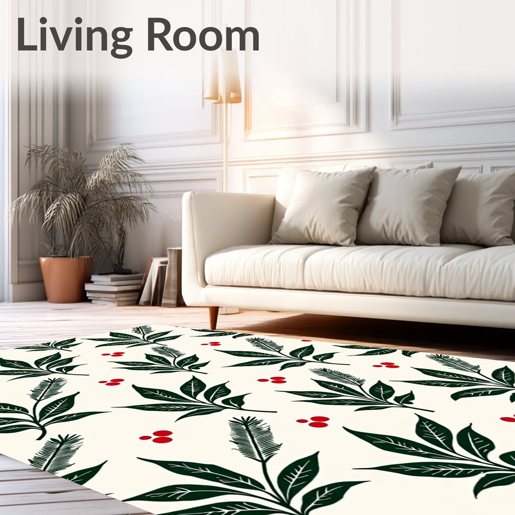 Emerald Green Leaf Berry Cluster Rug