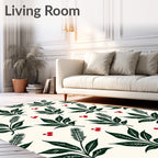 Emerald Green Leaf Berry Cluster Rug