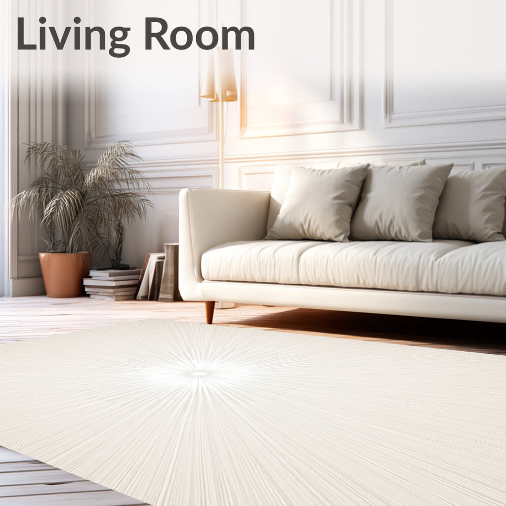 Cream Sunburst Rays Rug