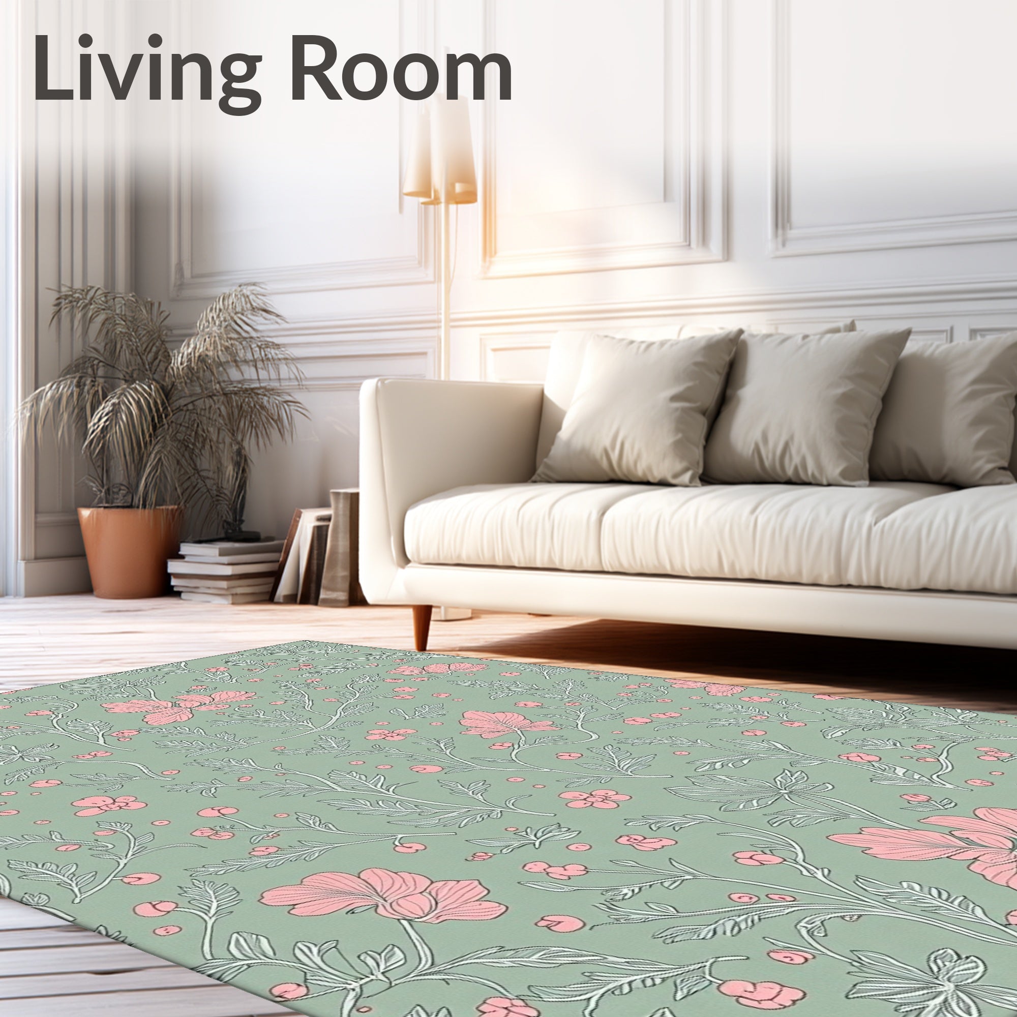 Vintage Pink Floral Vine Rug