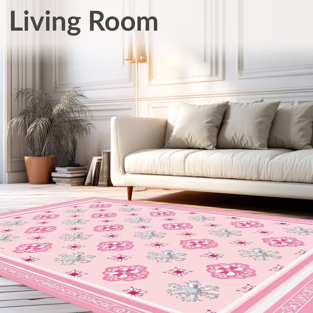 Pink Coral Floral Swirl Repeat Rug