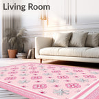 Pink Coral Floral Swirl Repeat Rug