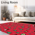 Jolly Red Christmas Trees and Sleighs Rug