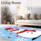 Joyful Snowman Red Snowflake Backdrop Rug