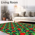 Vibrant Red Berry Foliage Rug