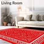 Labyrinth Red Interlocking Geometric Rug