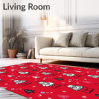 Festive Santa Claus Christmas Trees Rug