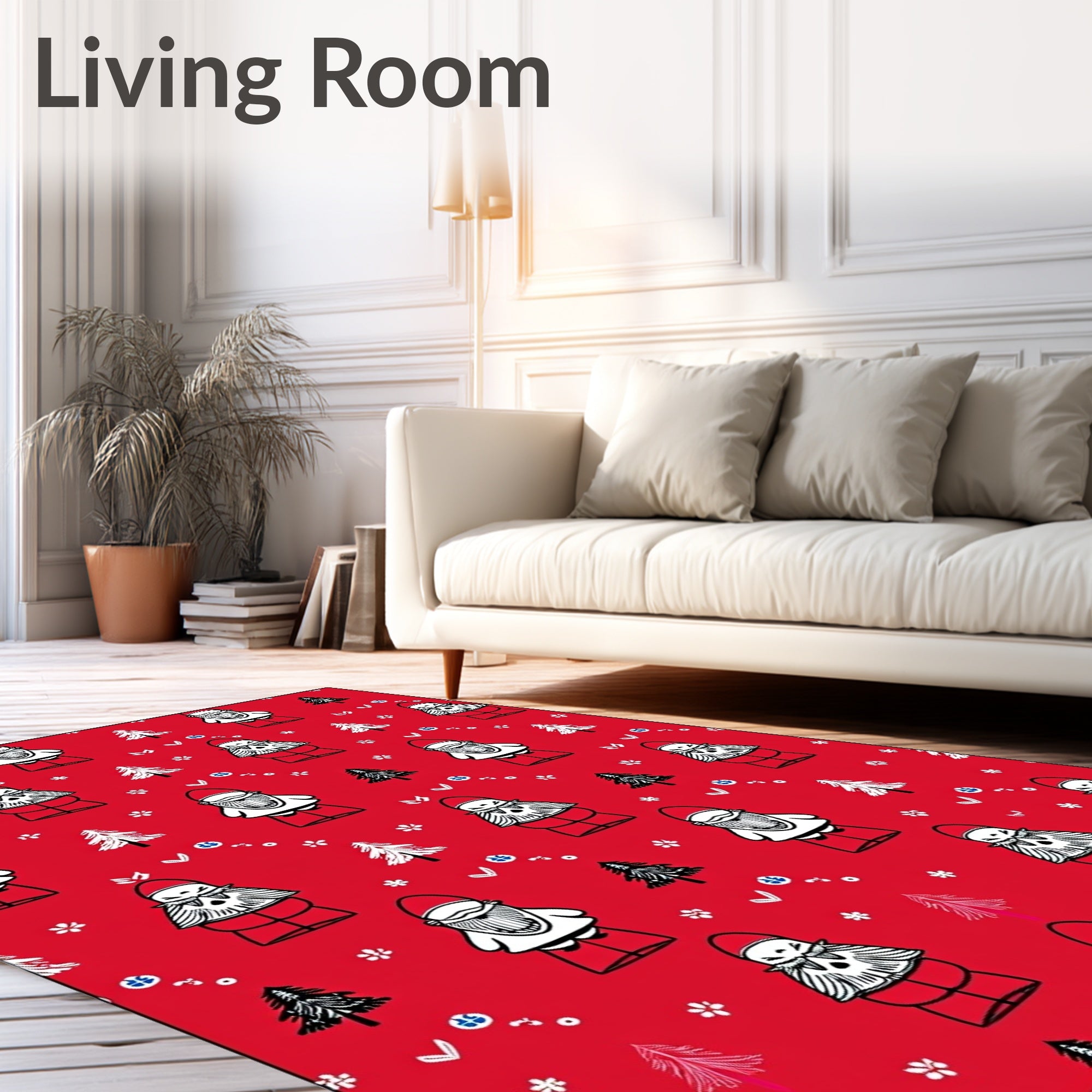 Festive Santa Claus Christmas Trees Rug