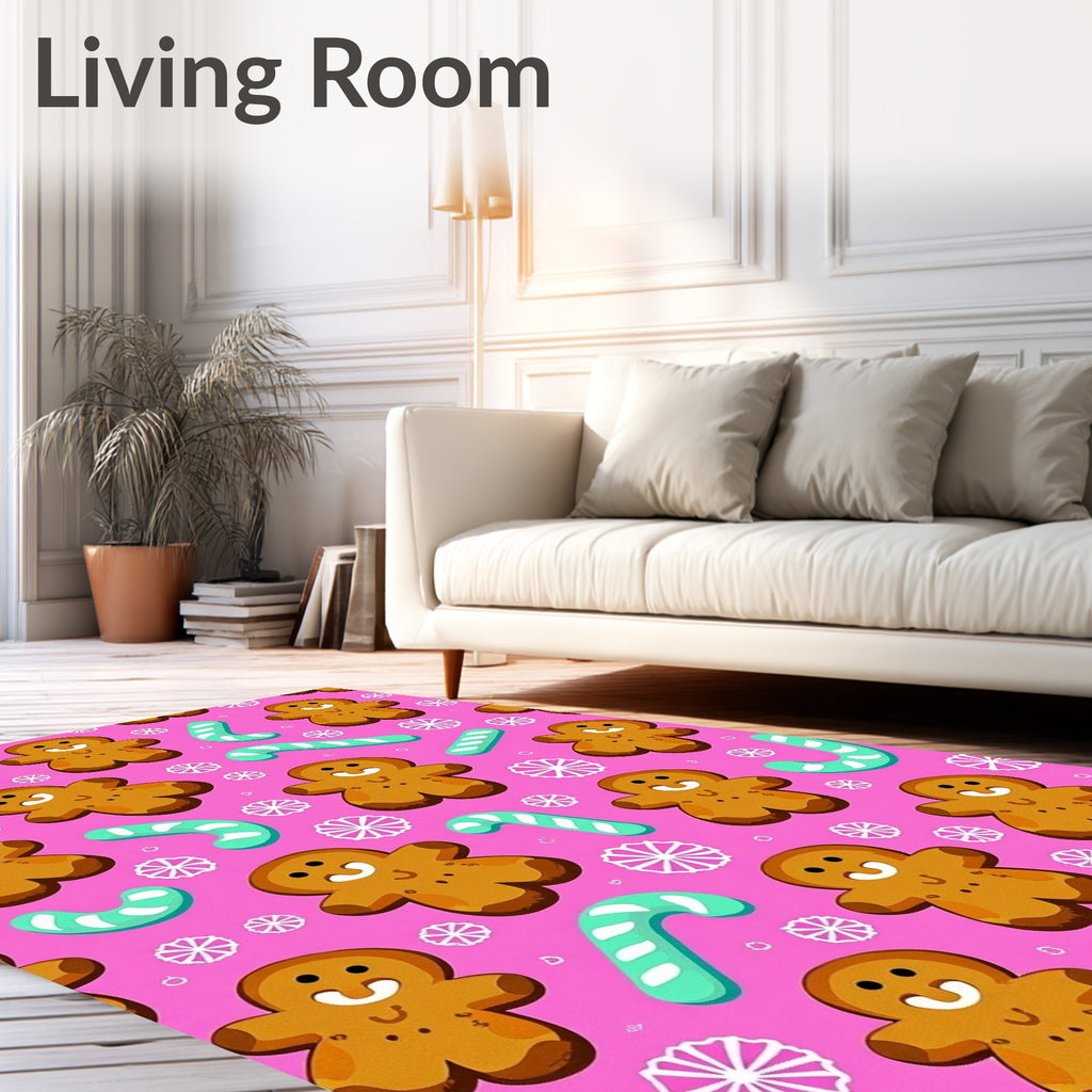 Pink Gingerbread Christmas Candy Rug