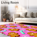 Pink Gingerbread Christmas Candy Rug