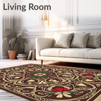 Art Nouveau Red Floral Medallion Rug