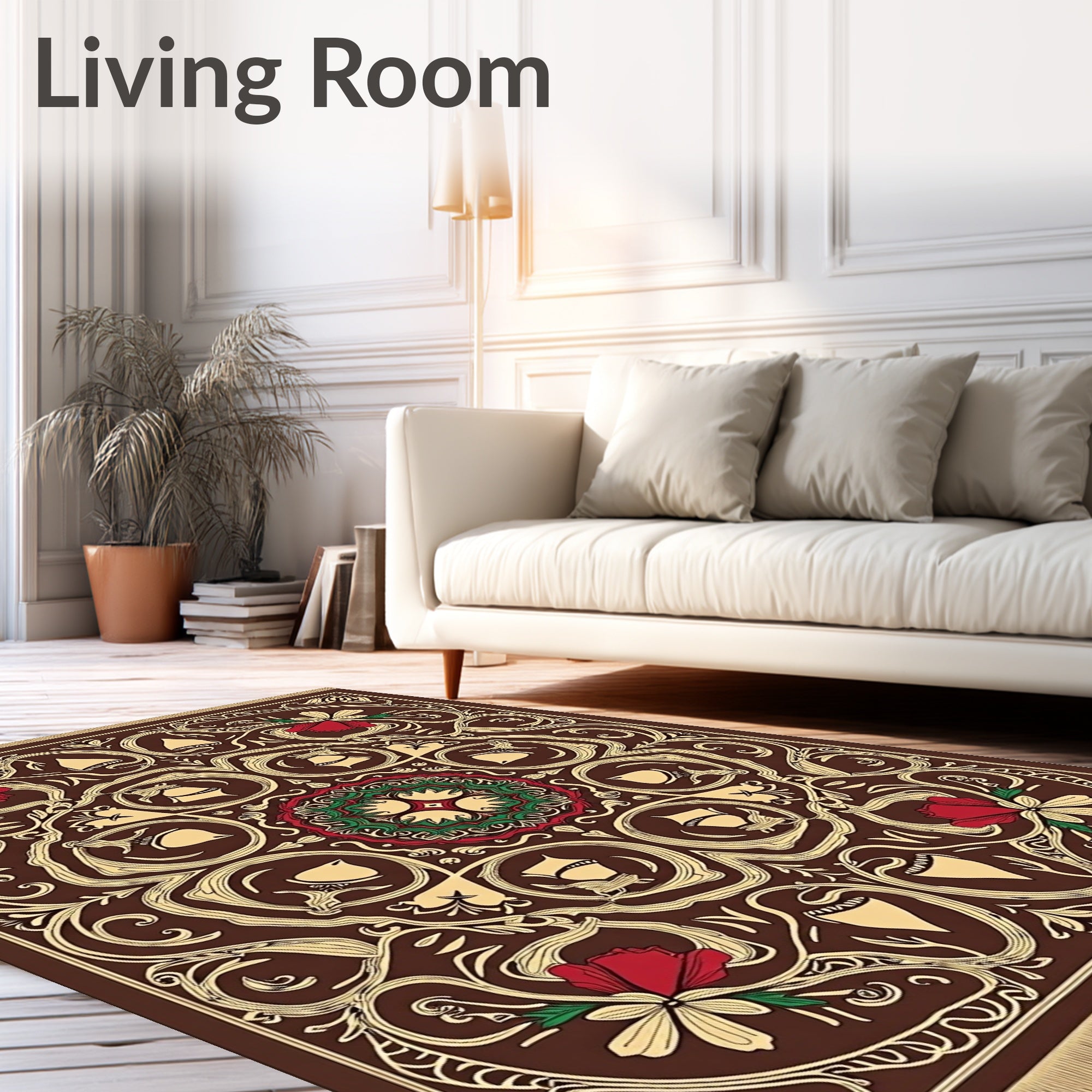 Art Nouveau Red Floral Medallion Rug