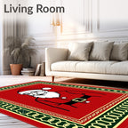 Classic Santa Claus Red Border Rug
