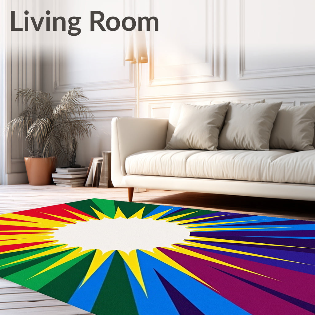 Retro Sunburst Rainbow Rays Rug