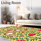 Whimsical Woodland Creatures Red Mushroom Acorn Rug