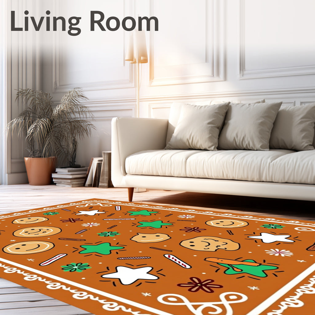 Whimsical Gingerbread Star Cookie Collage Rug