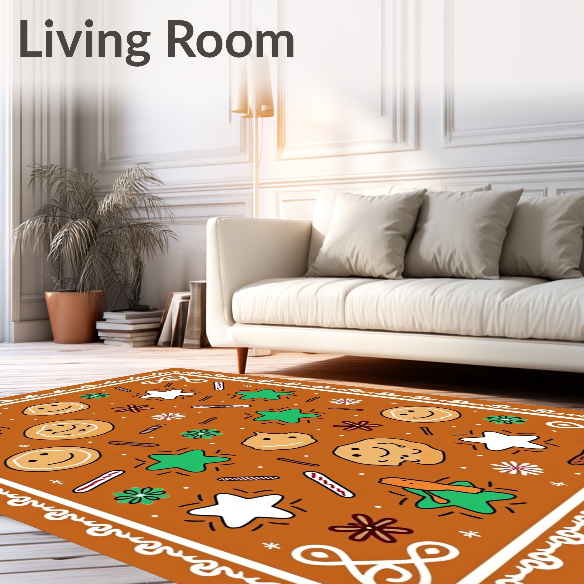 Whimsical Gingerbread Star Cookie Collage Rug