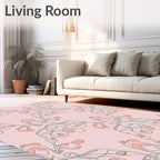 Soft Pink Pastel Floral Symmetry Rug