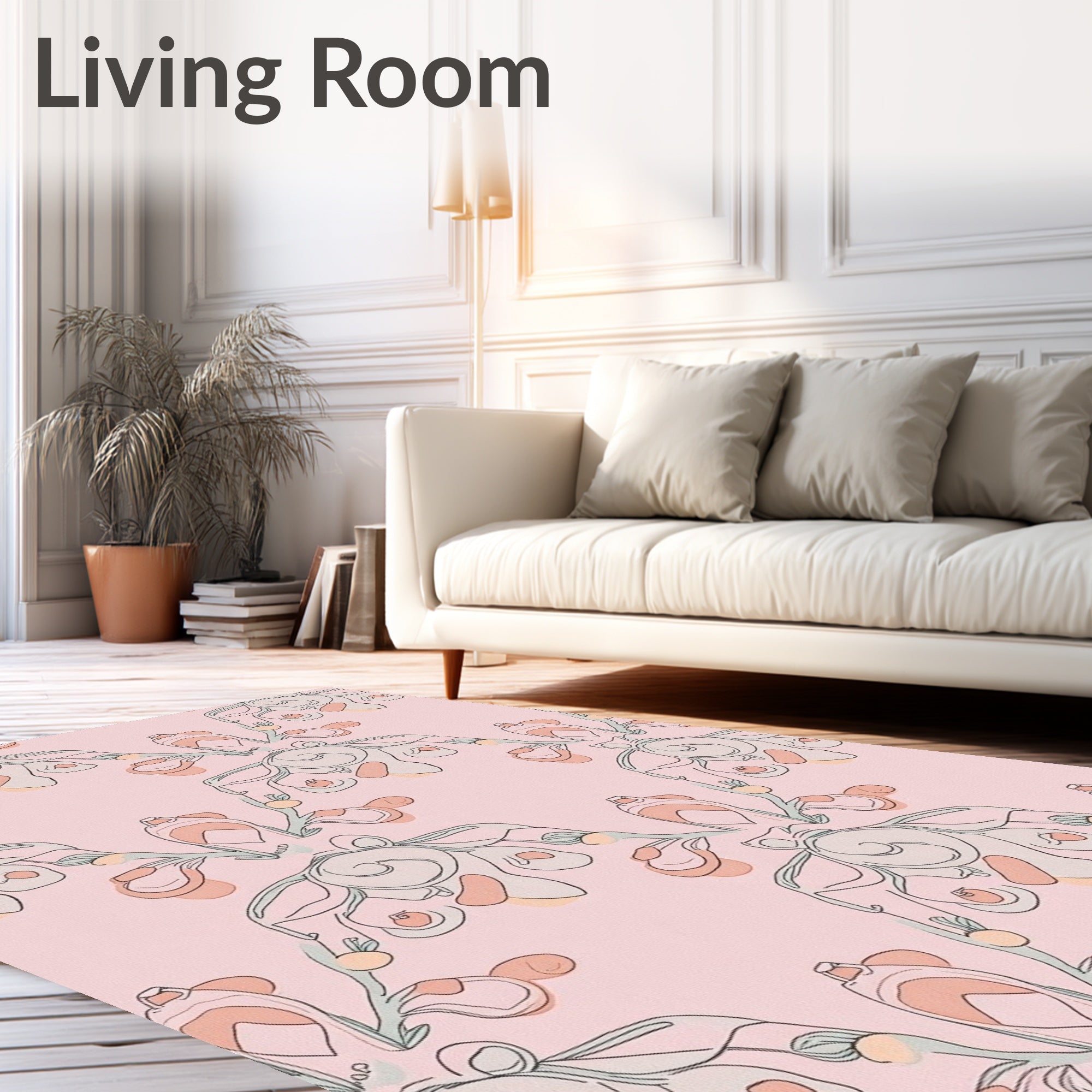 Soft Pink Pastel Floral Symmetry Rug