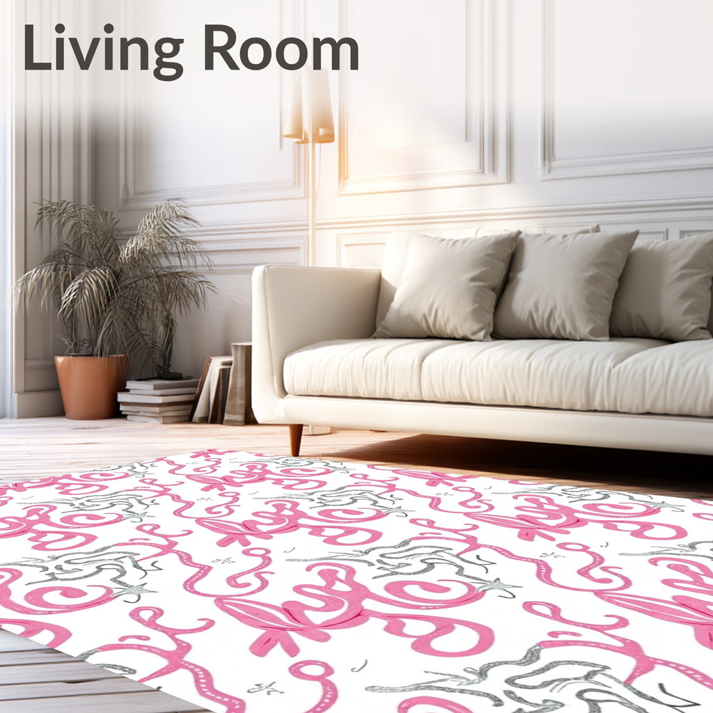 Pink Whimsical Script Starburst Rug