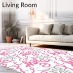 Pink Whimsical Script Starburst Rug