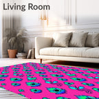 Vibrant Teal Feather Eyeburst Rug