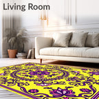 Vibrant Yellow Floral Mandala Medallion Rug