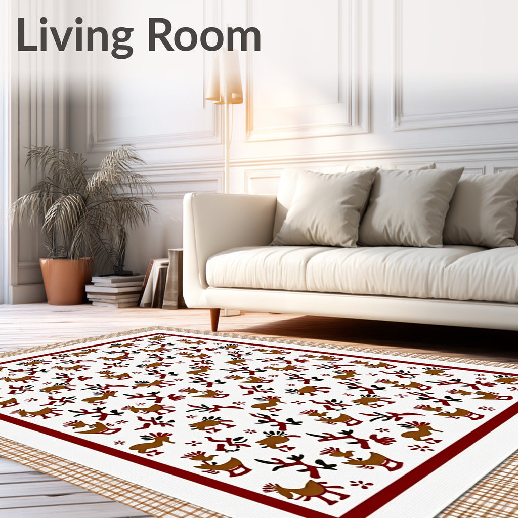 Whimsical Red Deer Woodland Animals Rug