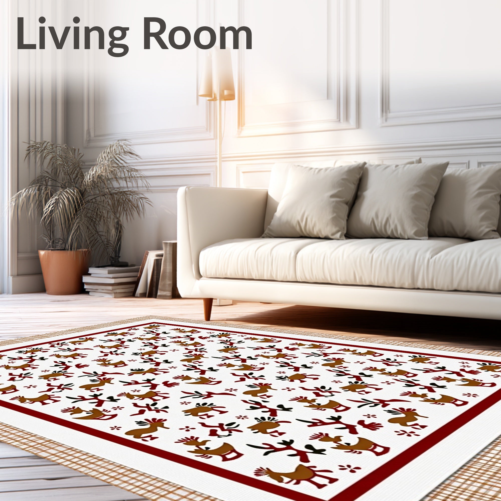 Whimsical Red Deer Woodland Animals Rug