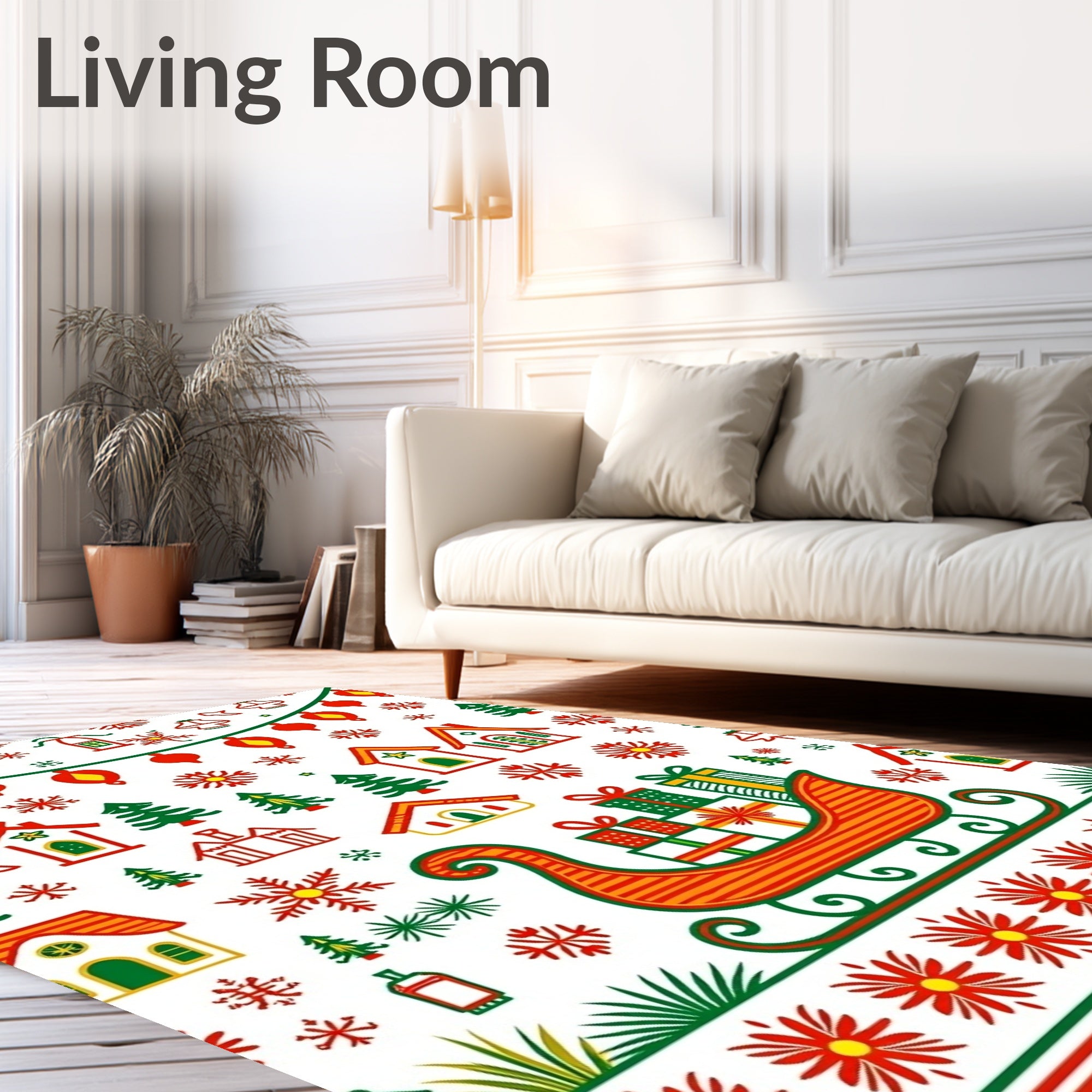 Holiday Village Sleigh Gifts Garland Rug