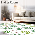 Conifer Sprigs Scattered Berry Accents Rug