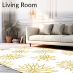 Golden Starburst Floral Scattered Rug