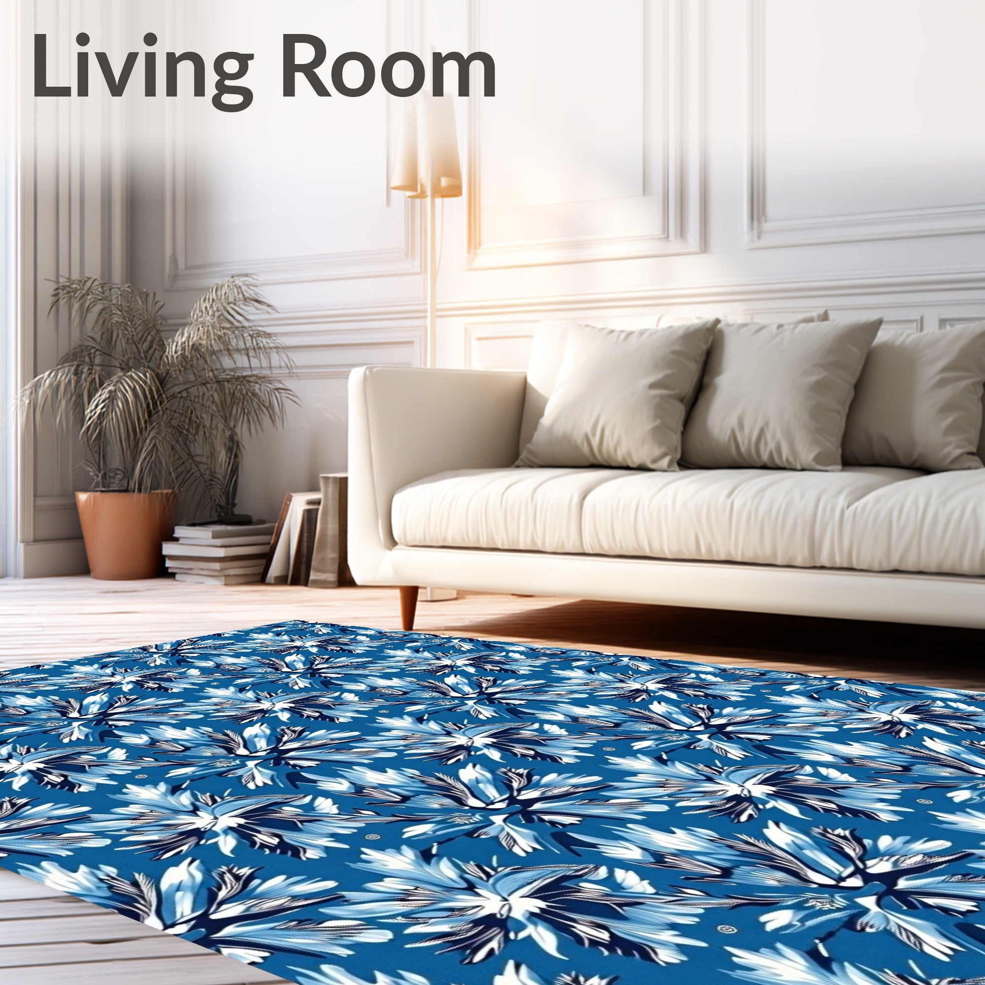 Bold Azure Floral Explosion Rug