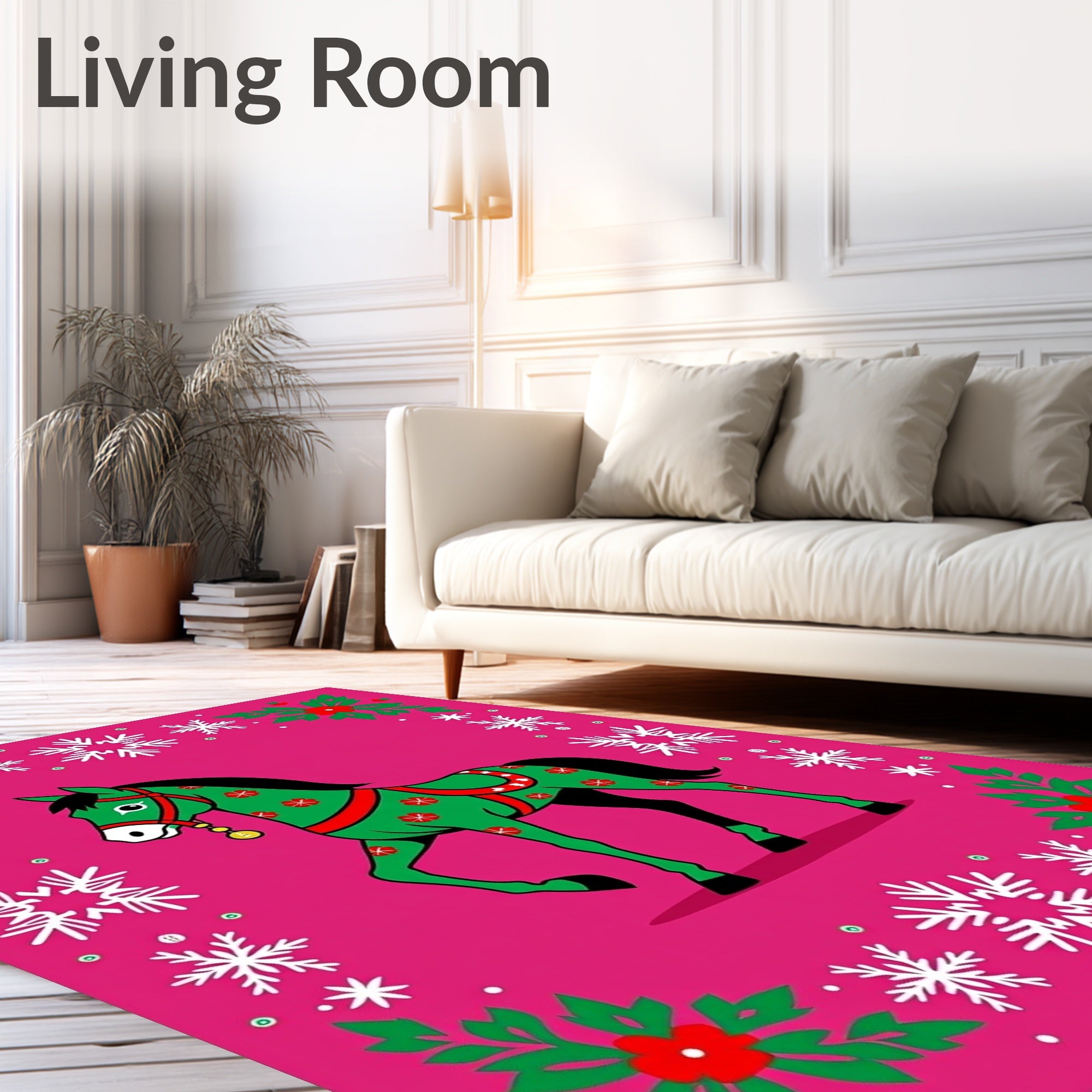 Green Festive Horse Snowflake Garland Rug