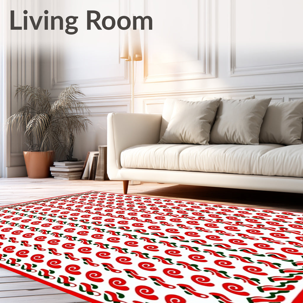 Scarlet Swirls Continuous Red Stripes Rug